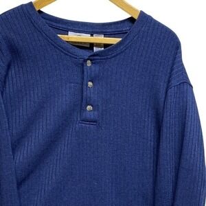 Farah Long Sleeve Henley Pullover Mens XL , 1/4 Button Down Crew Neck